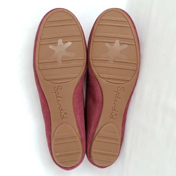 Splendid Burgundy Vegan Suede Crocodile Embossed Flats - Picture 5 of 7